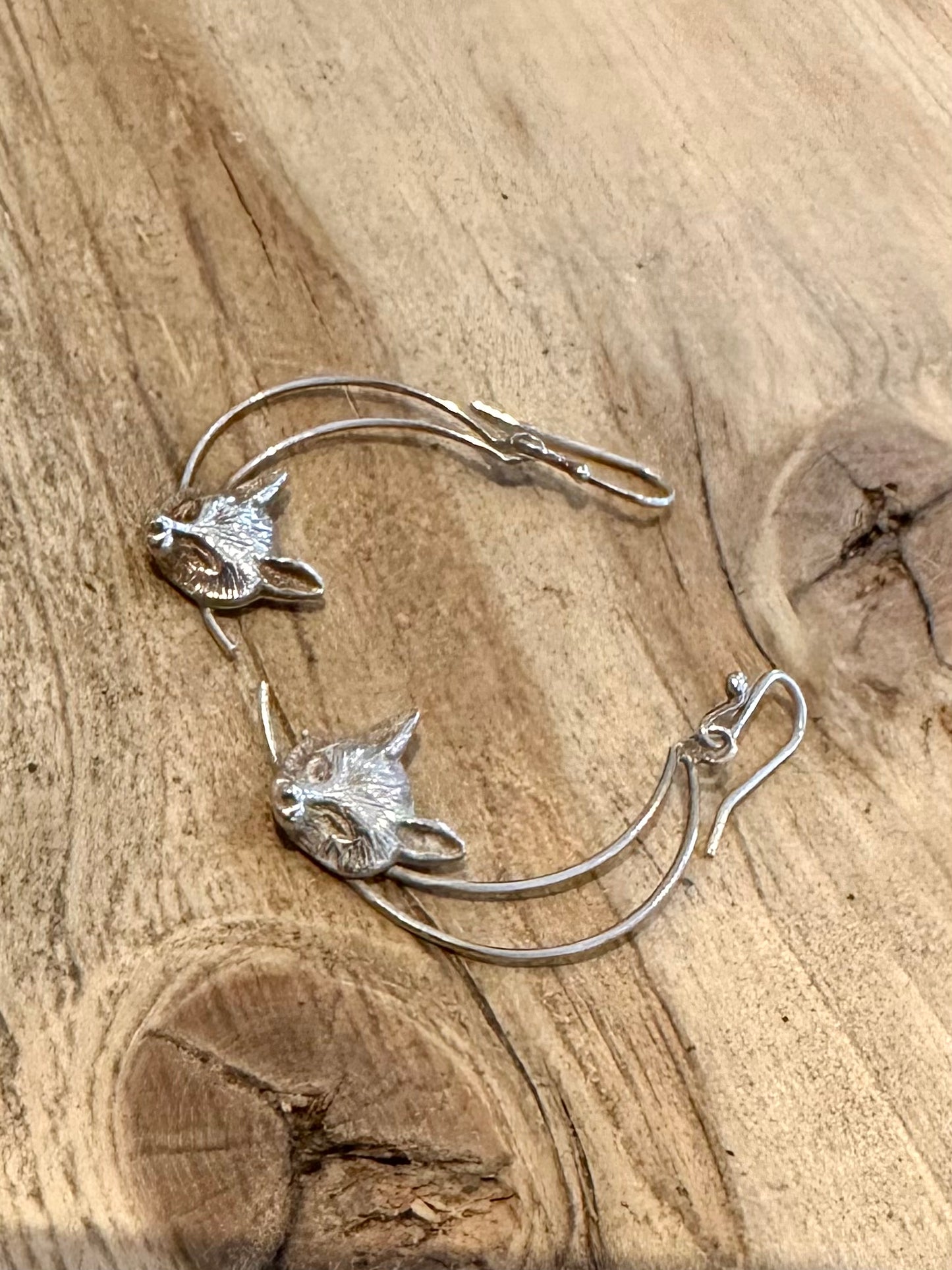 Vintage Fox Dangle 925 Silver Earrings