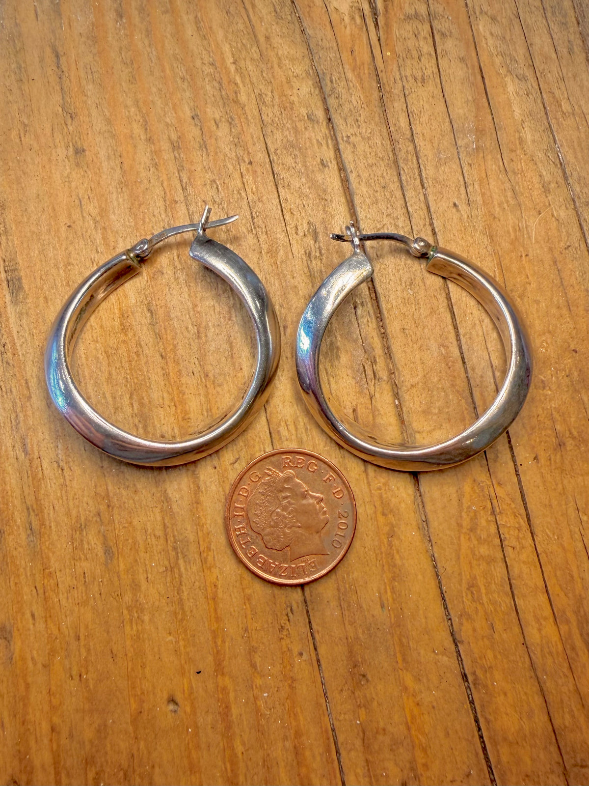 Thick Wavy Hoop 925 Sterling Silver Earrings
