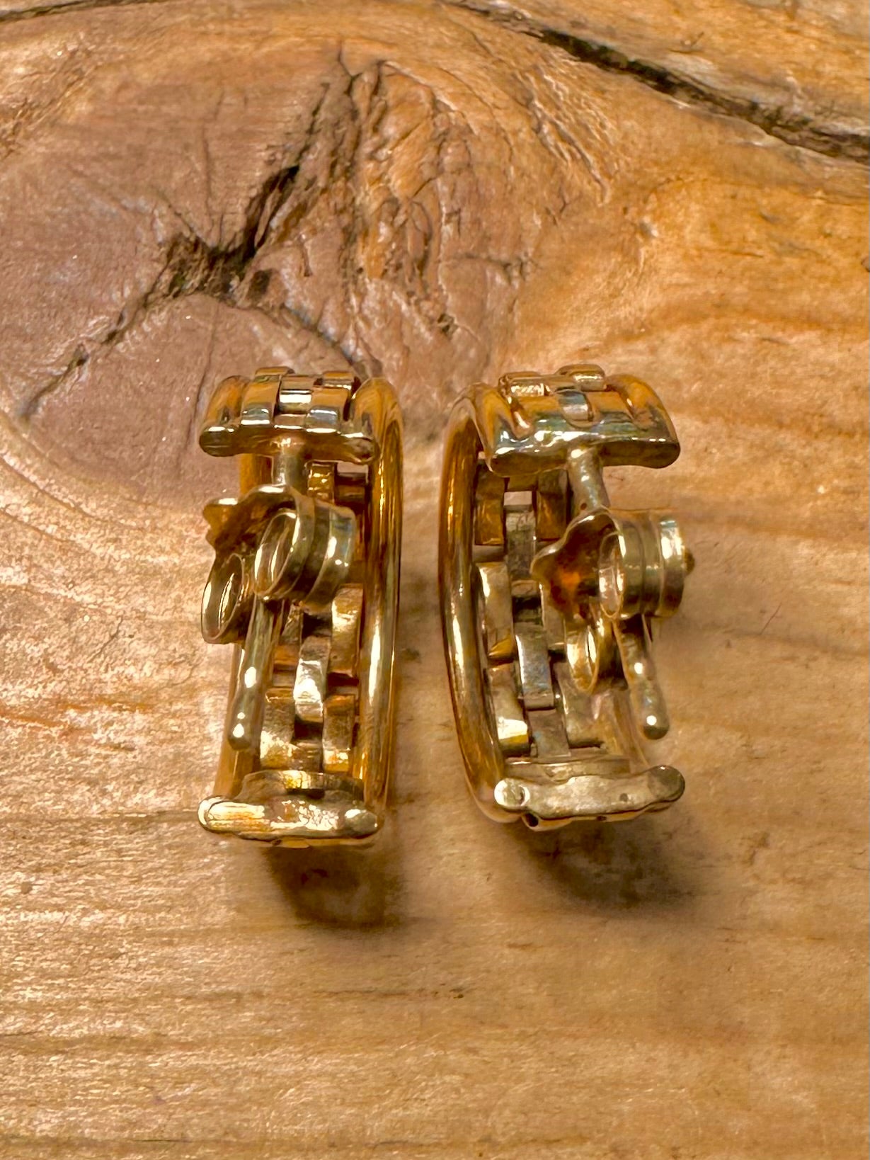 Vintage 9ct Gold Basket Style Hoop Earrings