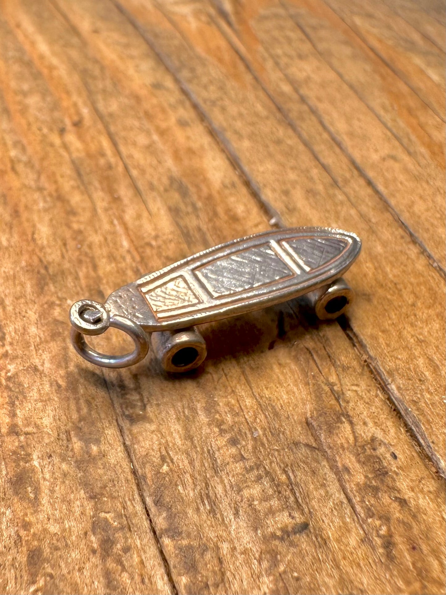 Skate Board Moving Wheels 925 Sterling Silver Charm Pendant