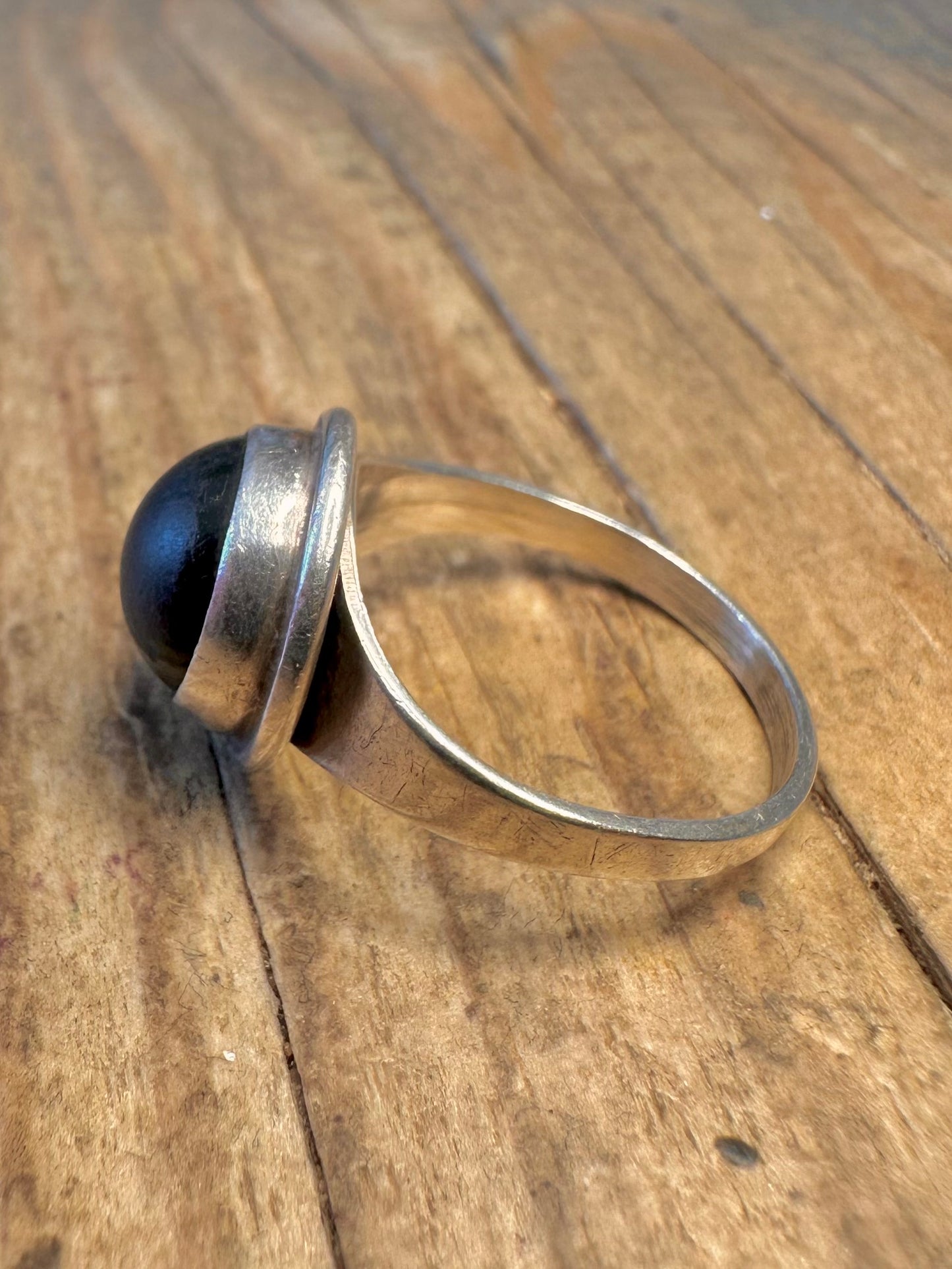 N.B Black Stone Handmade 925 Sterling Silver Size O Ring