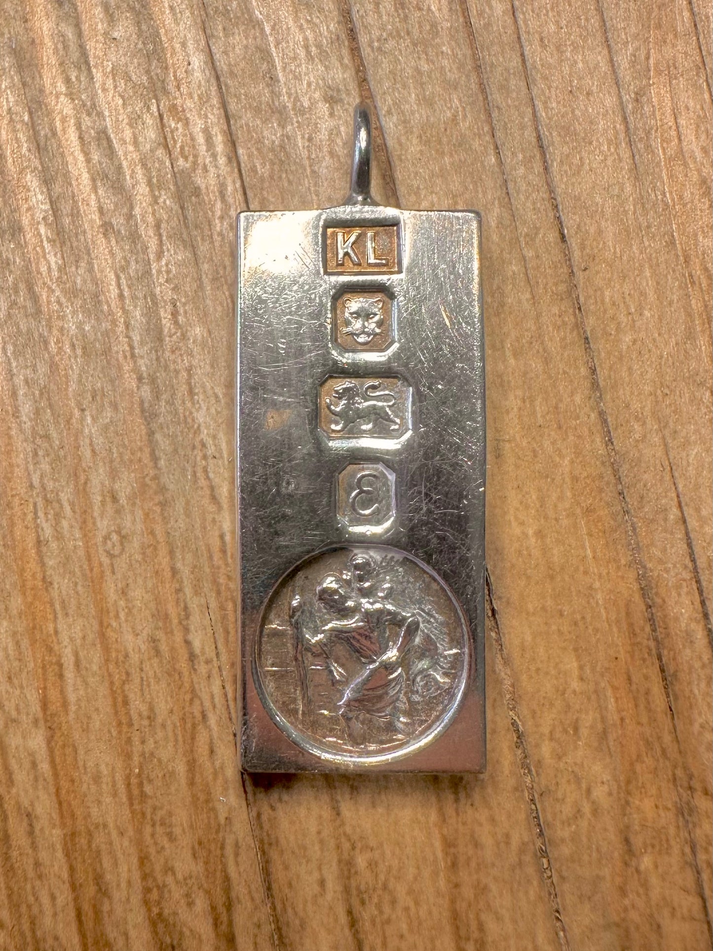 Vintage 1979 St Christopher Ingot 925 Sterling Silver Pendant