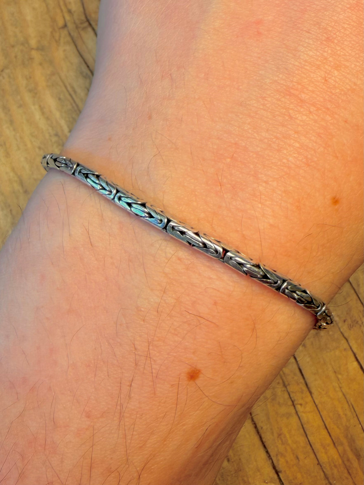 Byzantine Link Hook Clasp 925 Sterling 7.5 inch Bracelet