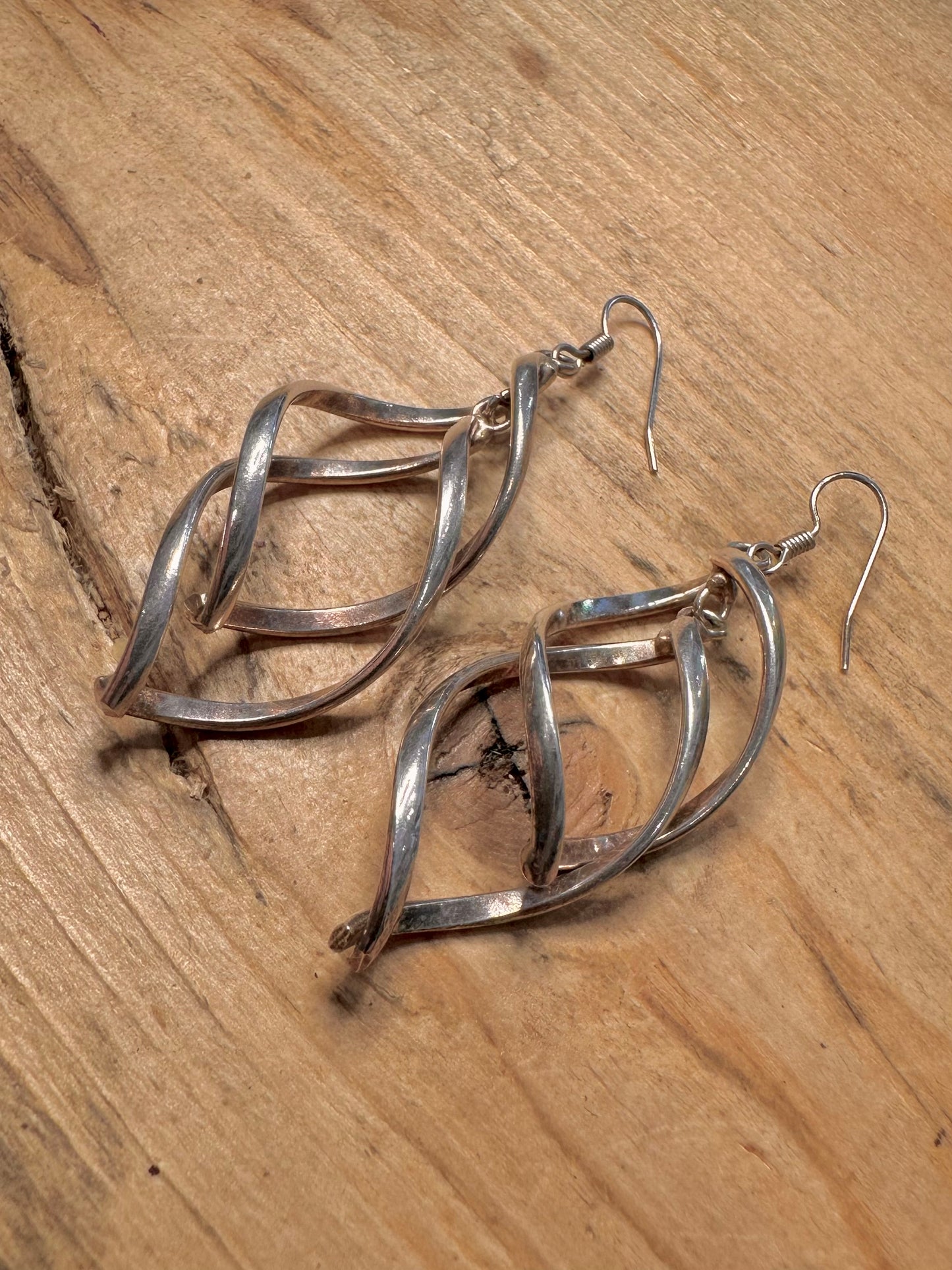 Abstract Swirl Dangle 925 Silver Earrings
