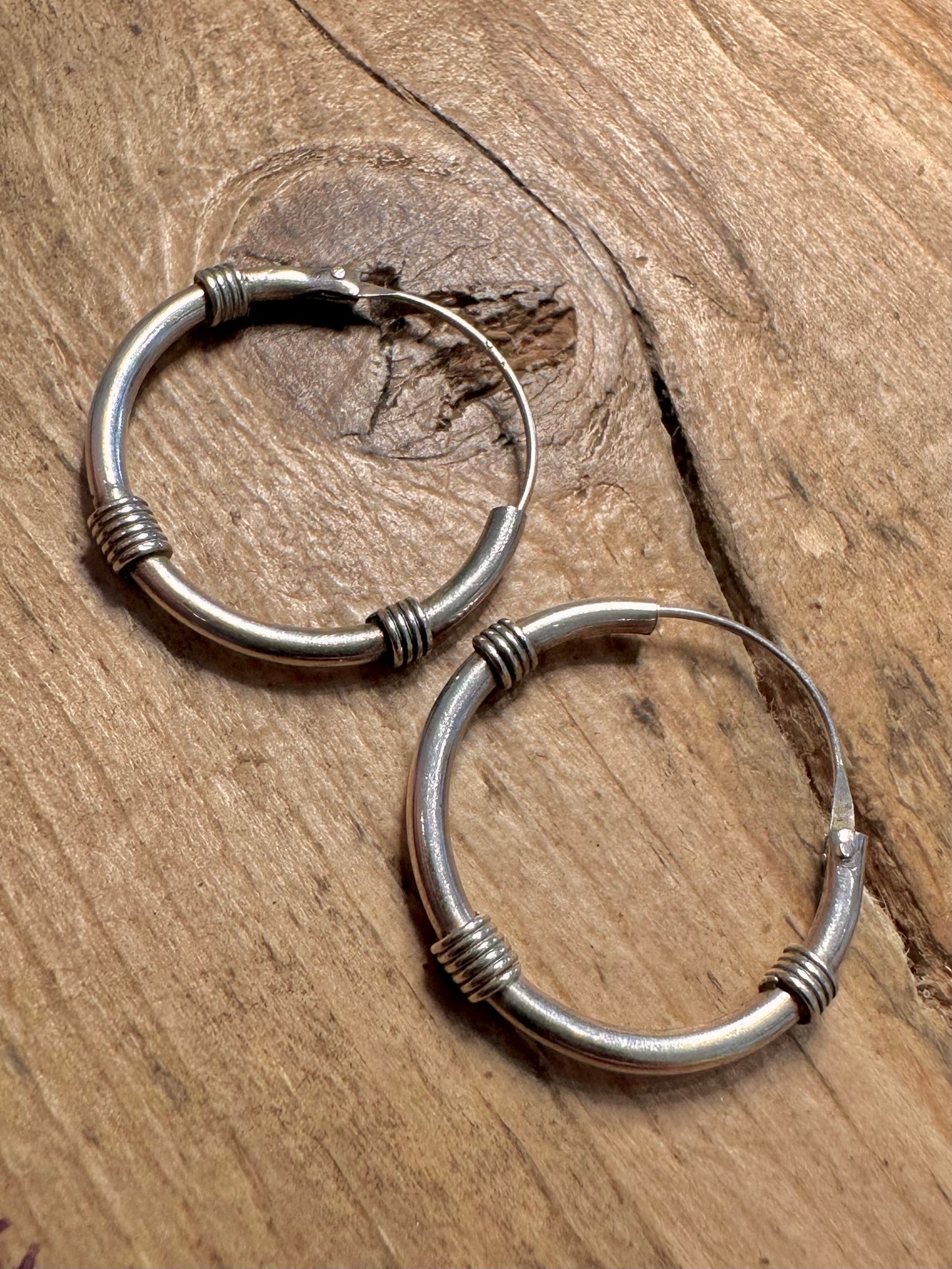 Vintage Wrapped Hoops 925 Silver Earrings