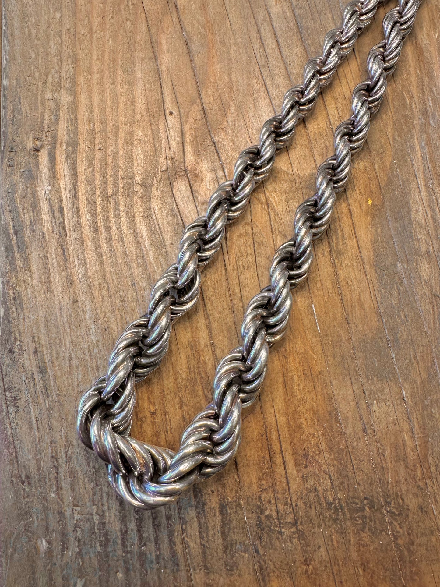 Chunky Graduated Rope Chain Italy 925 Sterling Silver 18.4 inch Necklace