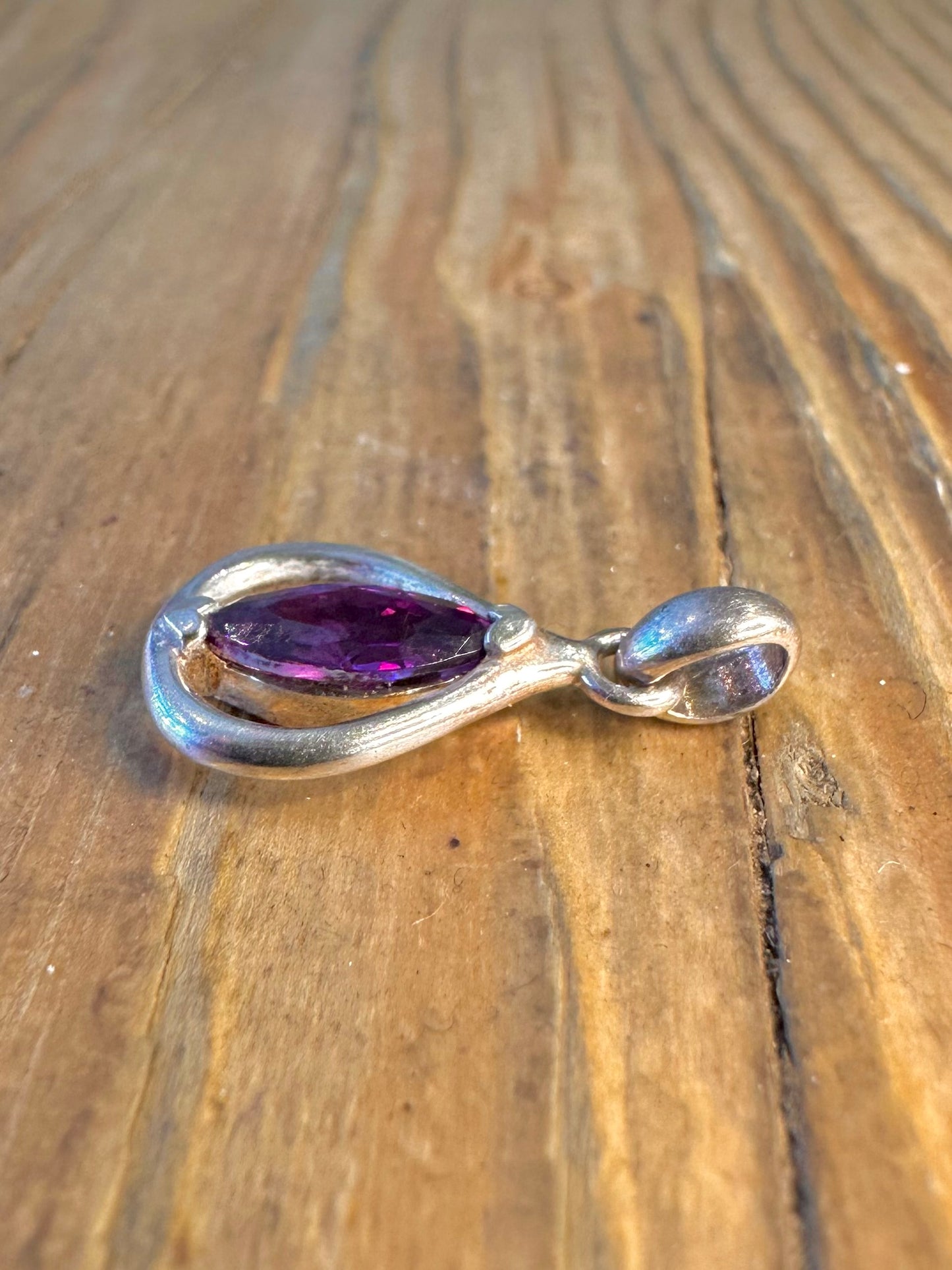 Marquise Shaped Purple CZ 925 Sterling Silver Pendant