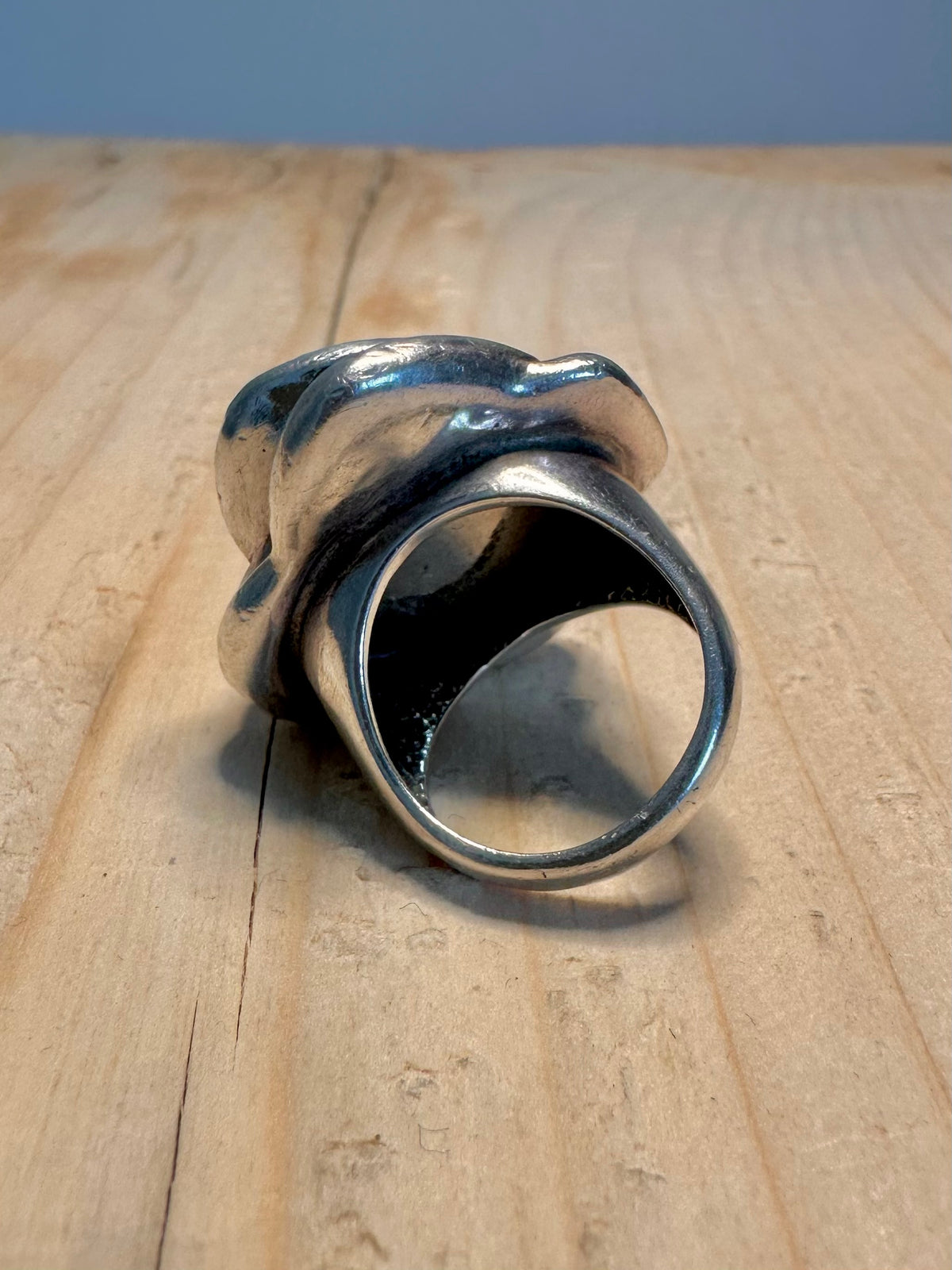 Chunky Rose Hollow 925 Sterling Silver Size M Ring