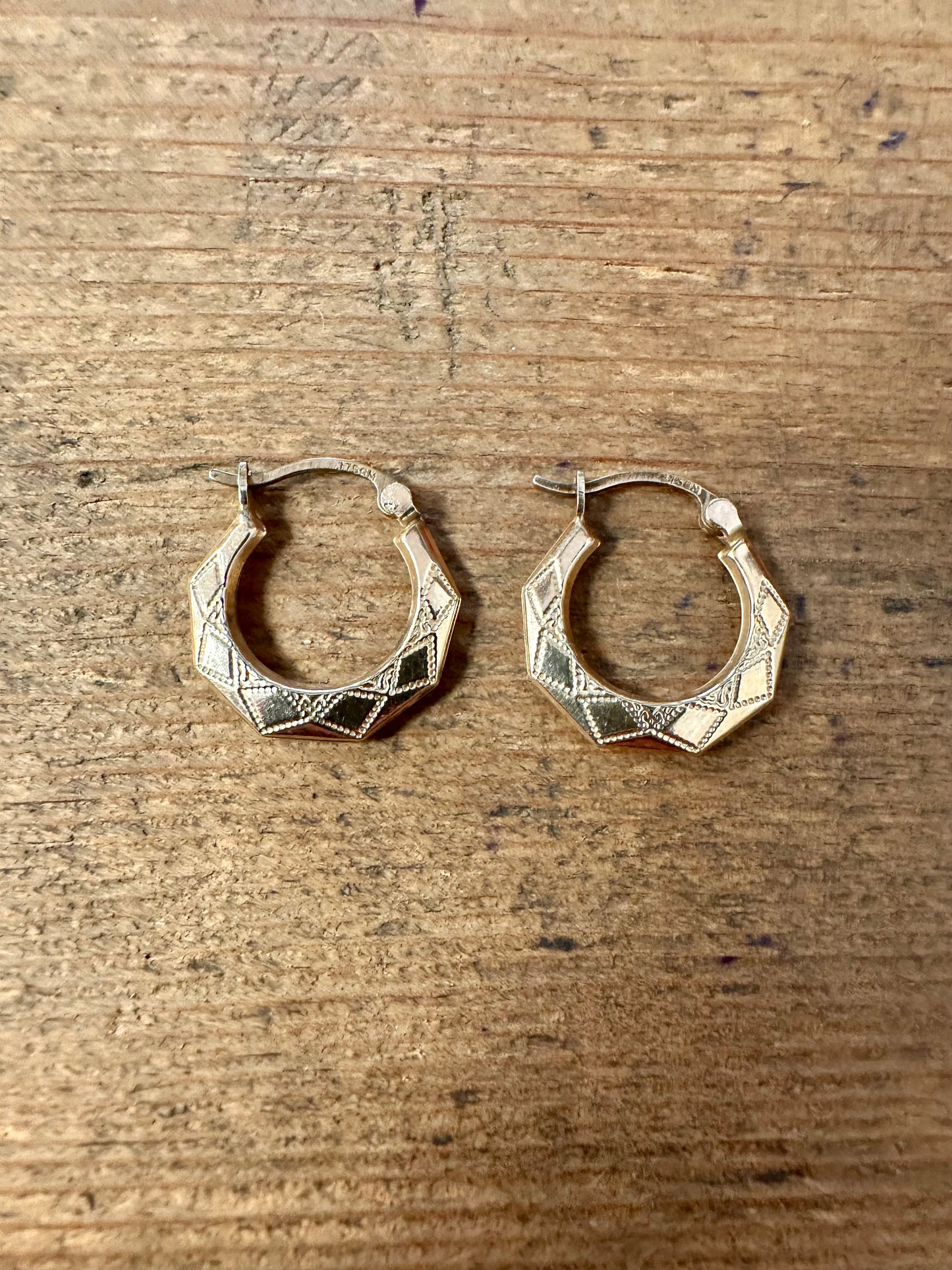 Vintage 9ct Gold Creole Hoop Earrings