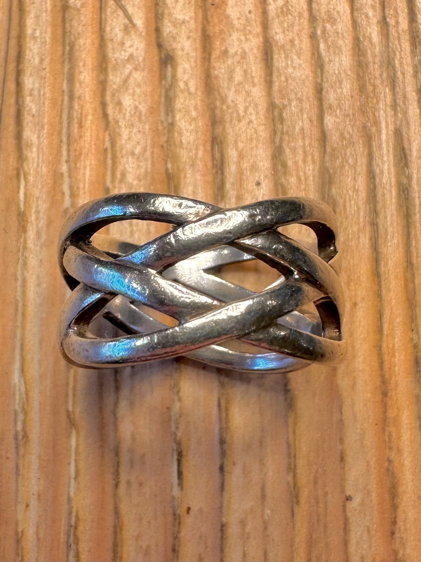 Vintage Tiffany & Co Celtic Weave Band 925 Sterling Silver Size Q Ring