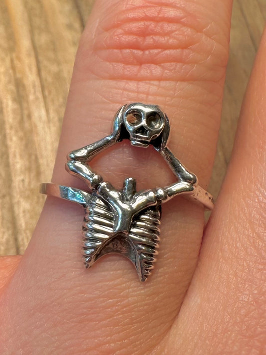 Modern Skeleton 925 Sterling Silver Size T Ring