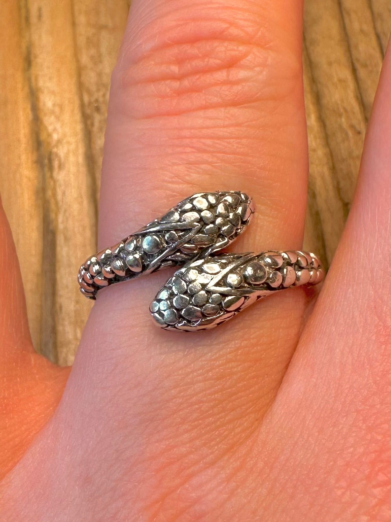 Intertwined Snake Textured 925 Sterling Silver Size R Ring