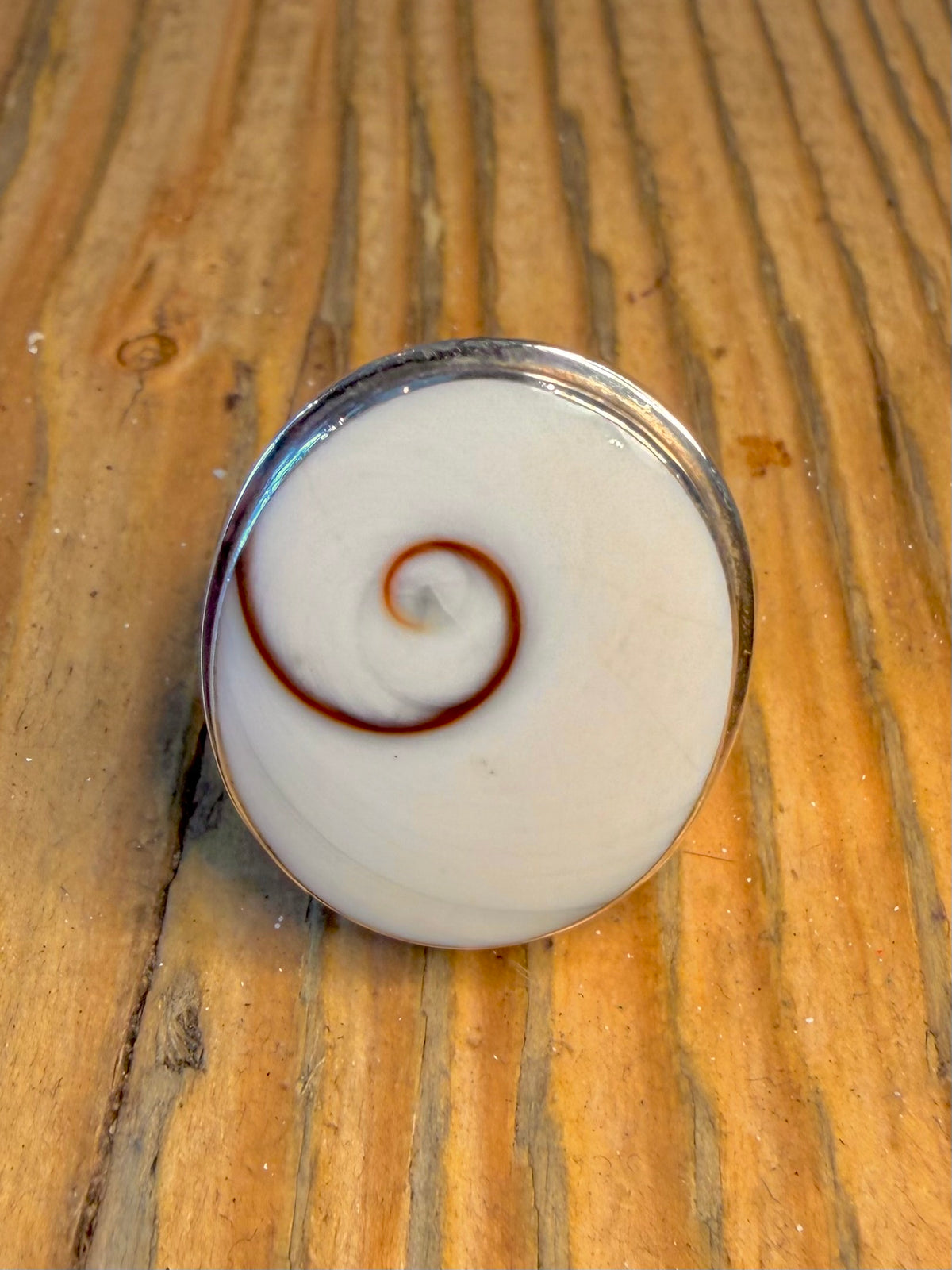 Shiva Eye Shell 925 Sterling Silver Size R Ring