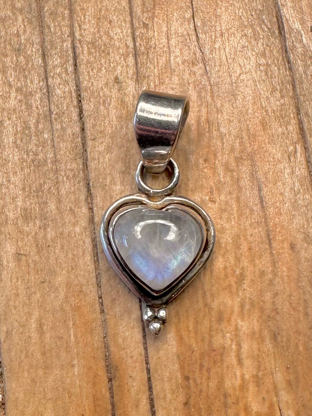 Vintage Herz Mondstein 925 Sterling Silber Anhänger