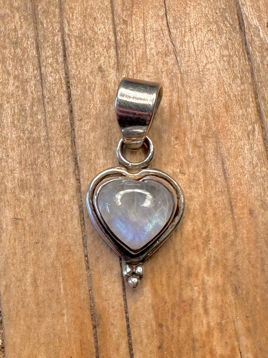 Vintage Herz Mondstein 925 Sterling Silber Anhänger