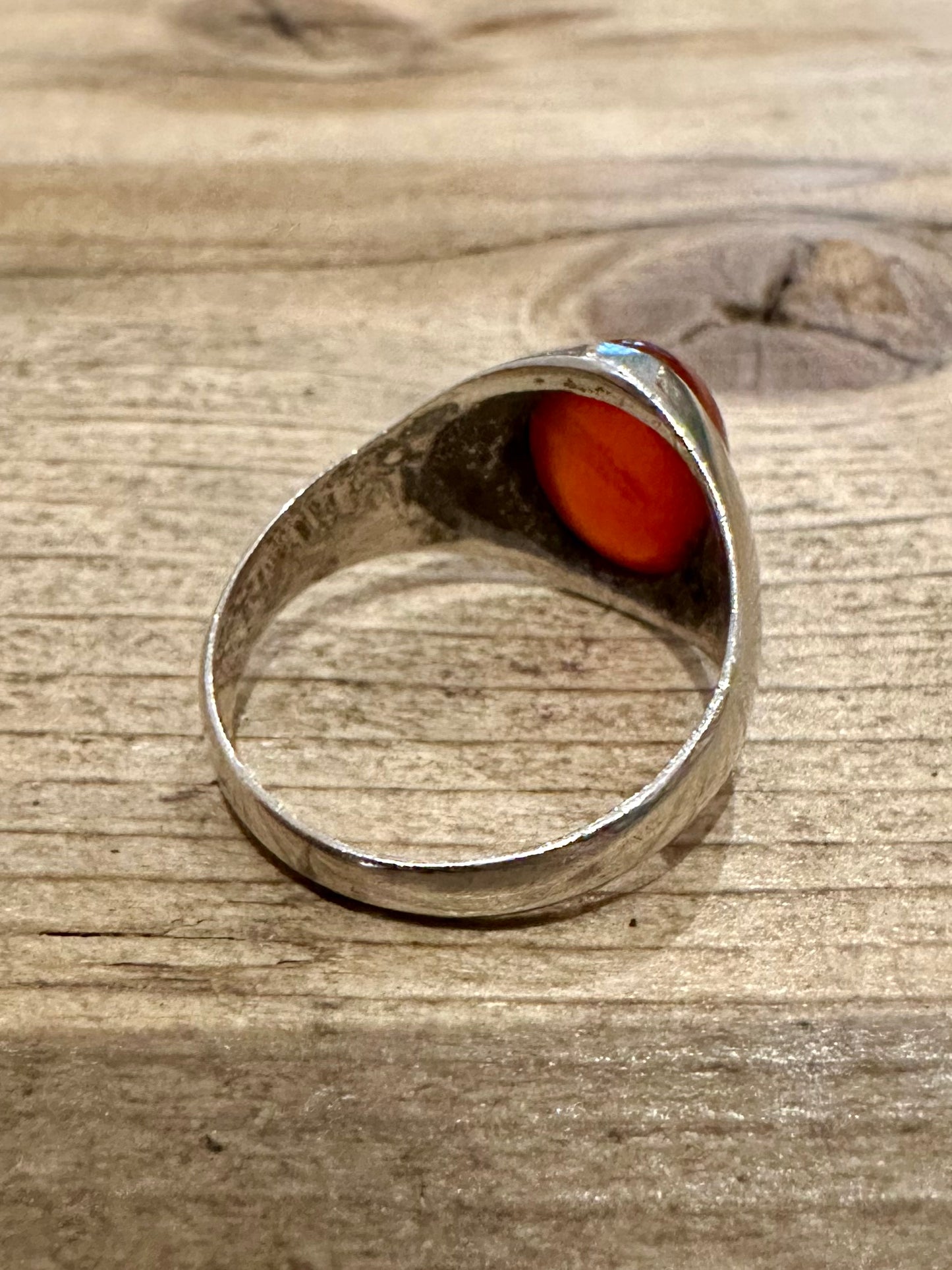 Vintage Carnelian Signet 925 Silver Size P Ring