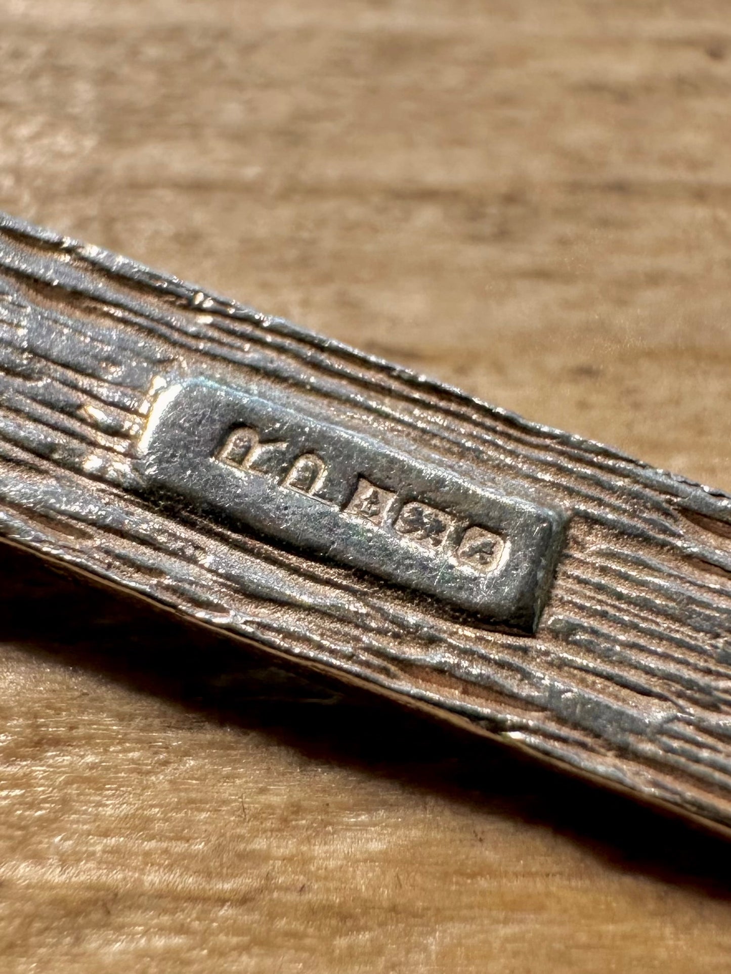 Vintage 1975 Bark Effect D Letter 925 Silver Pendant