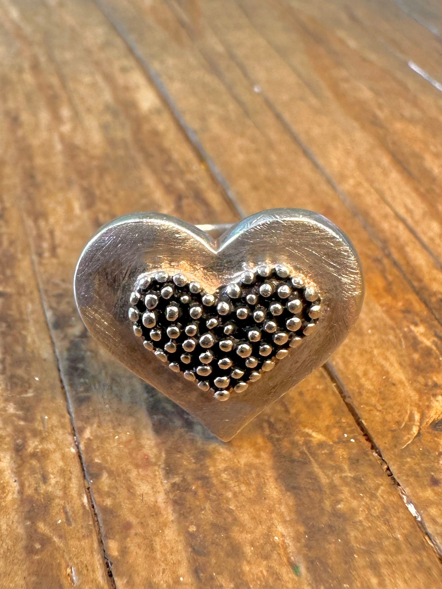 Abstract Heart Makeer Monili 925 Sterling Silver Size O1/2 Ring