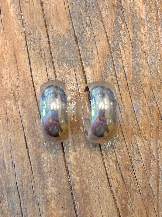Chunky Wide Half Hoop 925 Sterling Silver Earrings