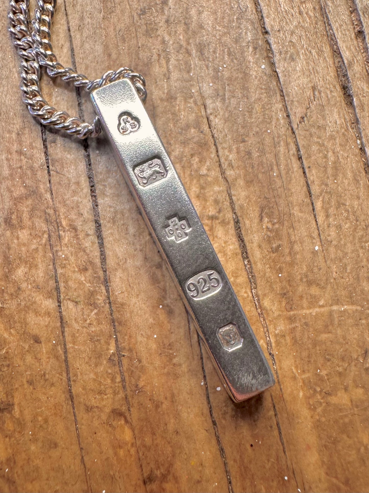 Ingot 2000 and Curb Chain 925 Sterling Silver 20 inch Necklace