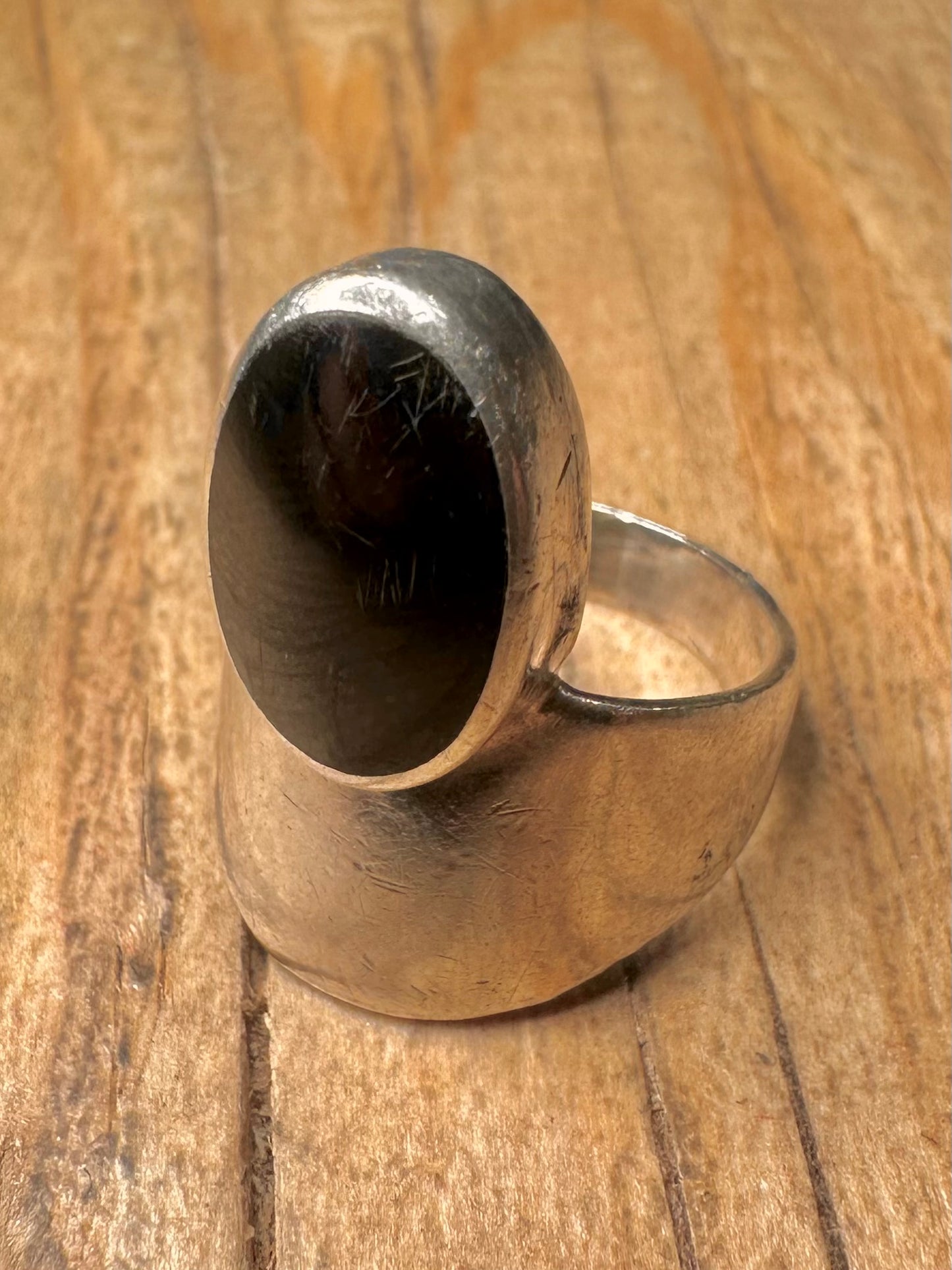 Abstract Onyx Oval 925 Sterling Silver Size N Ring