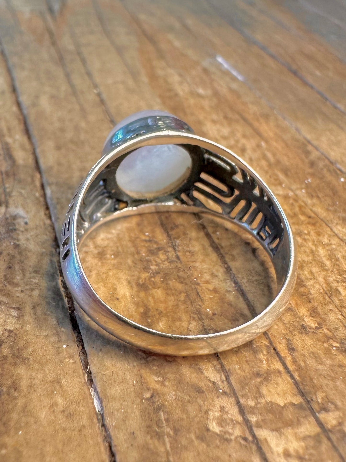 Mondstein Kuppel-Cut-Out-Design 925 Sterling Silber Ring Größe R1/2