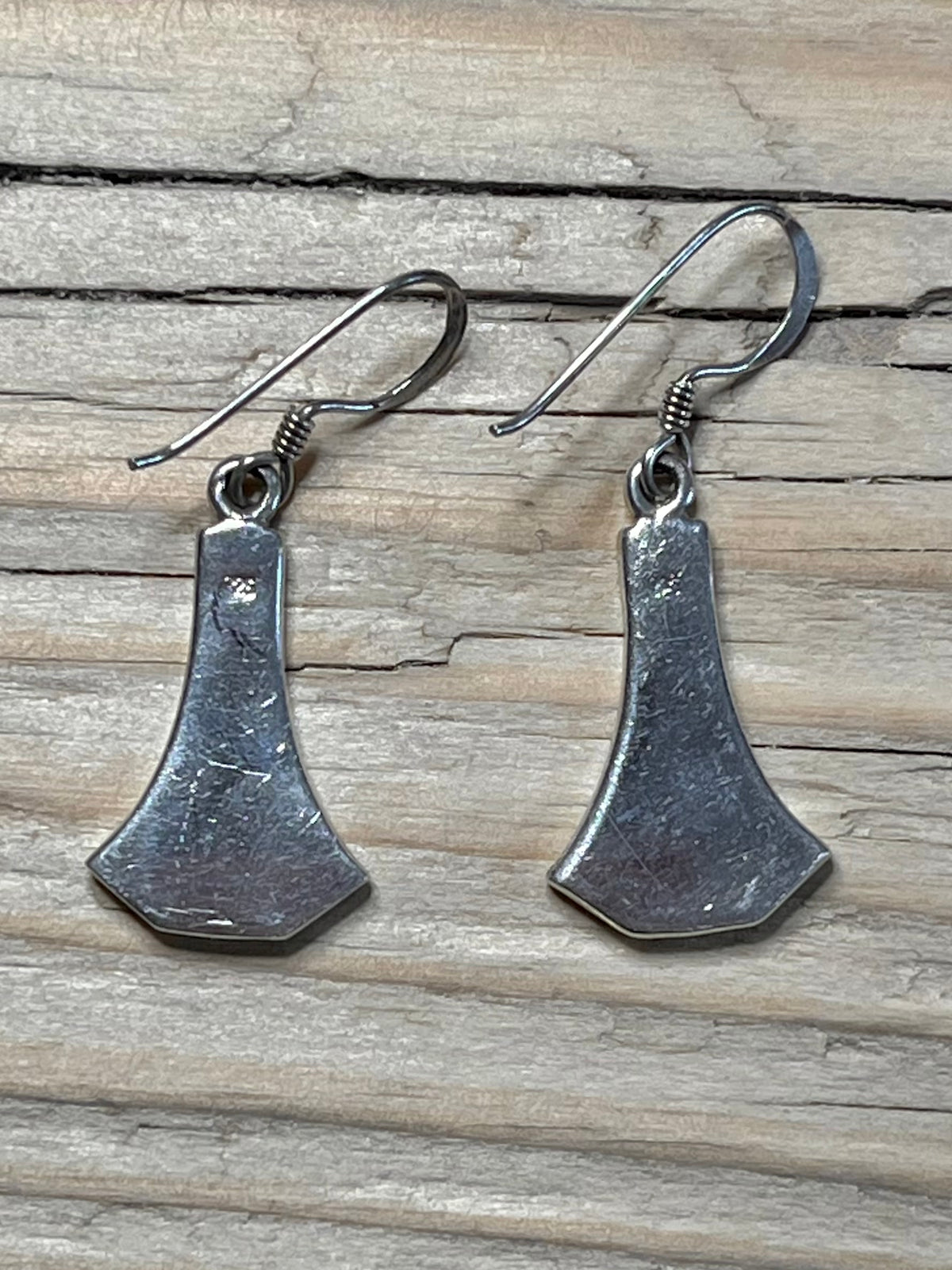 Mixed Blue and Red Inlay Bell Shaped 925 Sterling Silver Drop Earrings