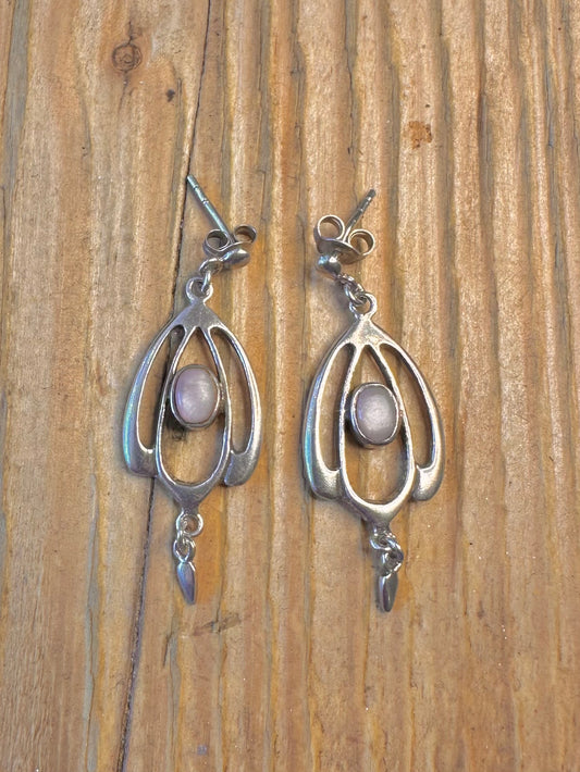 Art Nouveau Style Mother of Pearl 925 Sterling Silver Earrings