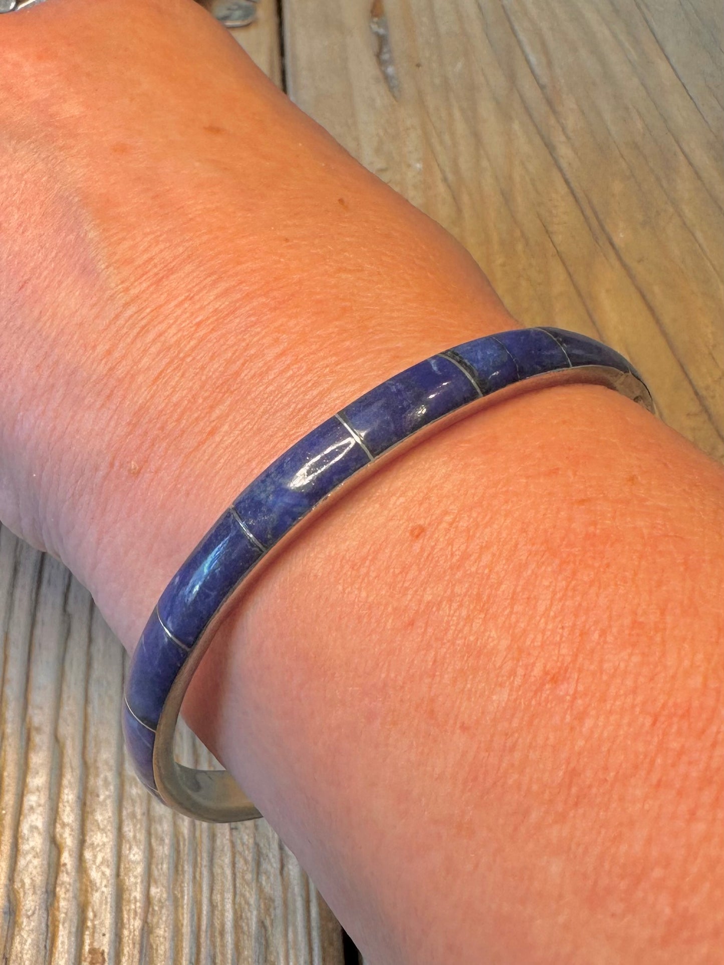 Lapis Inlay 950 Silver Bangle