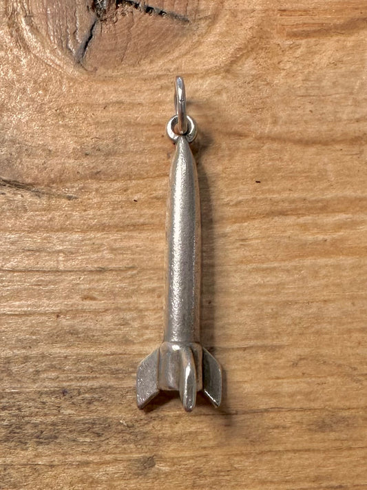 Vintage Rocket Spaceship 925 Silver Charm Pendant