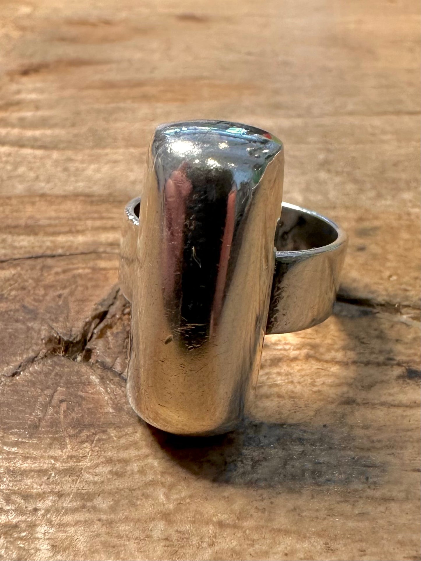 Abstract Bar Chunky Mexico 925 Silver Size M1/2 Ring