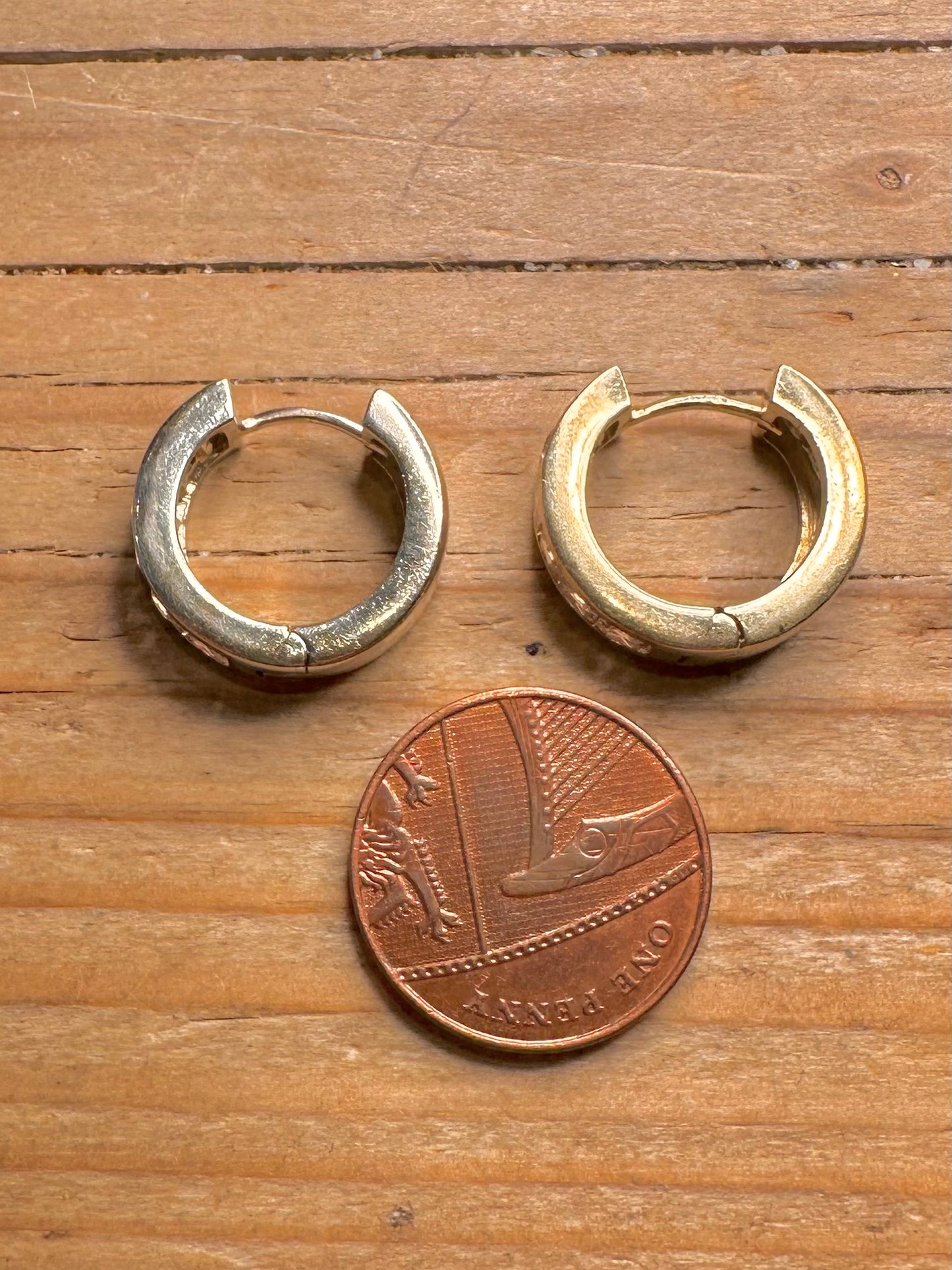 Modern Pink CZ Chunky Hoops Gold on 925 Silver Earrings