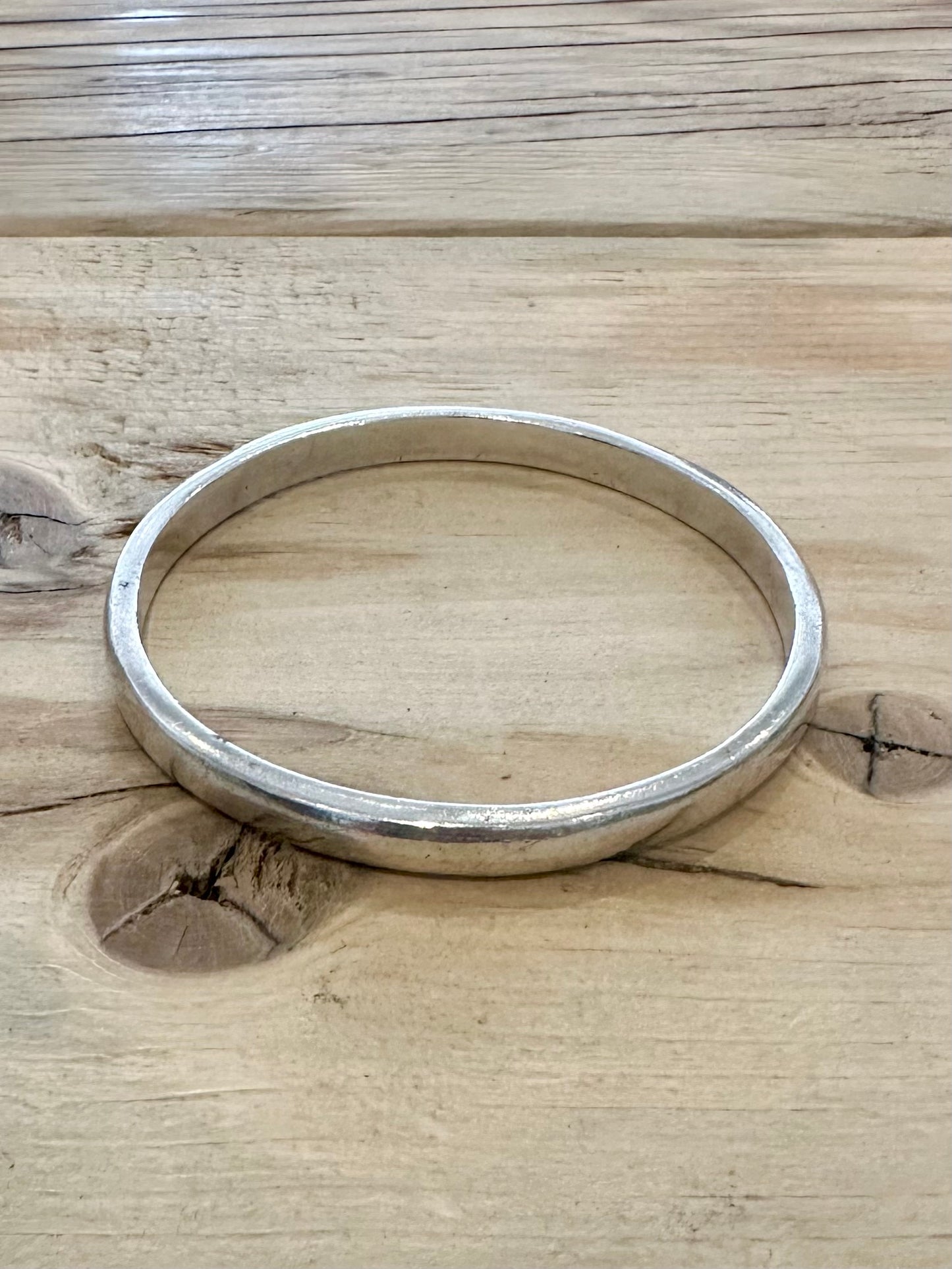 Vintage Solid Plain 925 Silver Bangle