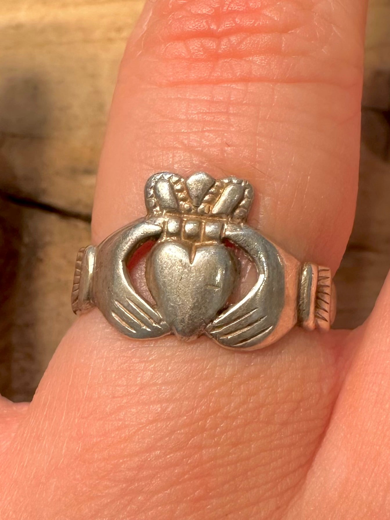 Vintage Claddagh 925 Silver Size P Ring