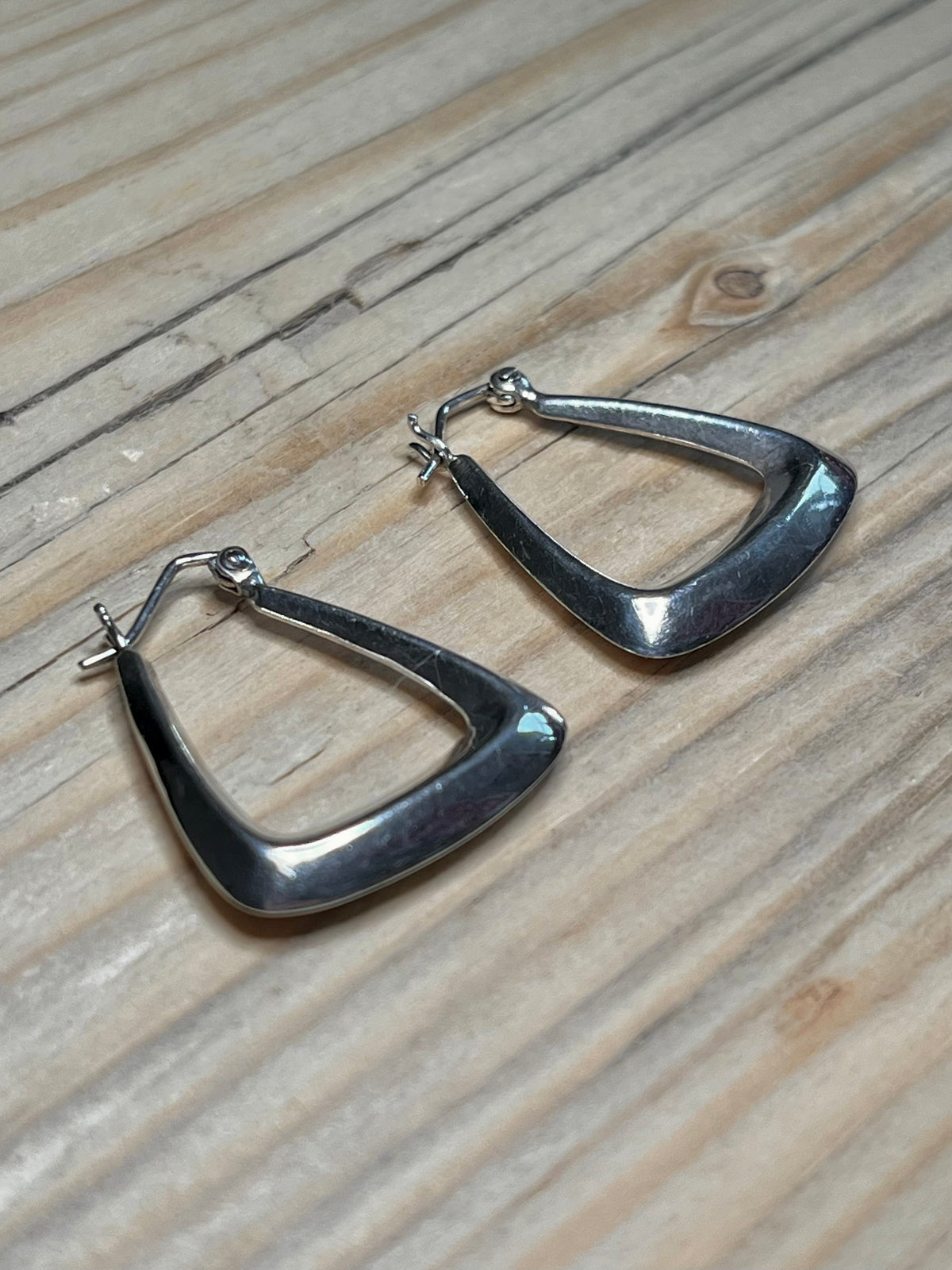 Chunky Geometric Creole 925 Sterling Silver Hoop Earrings