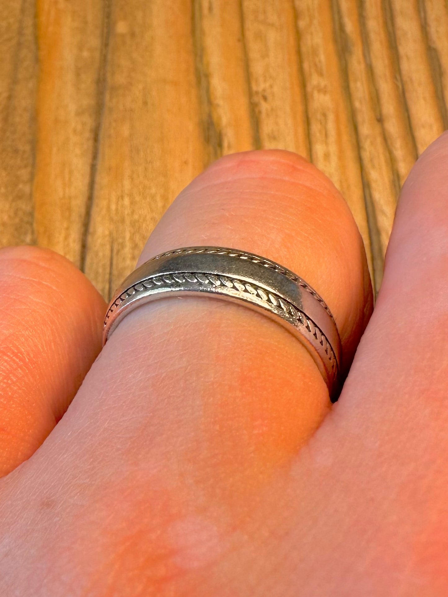 Band Twisted Rope Edge 925 Sterling Silver Size Q Ring