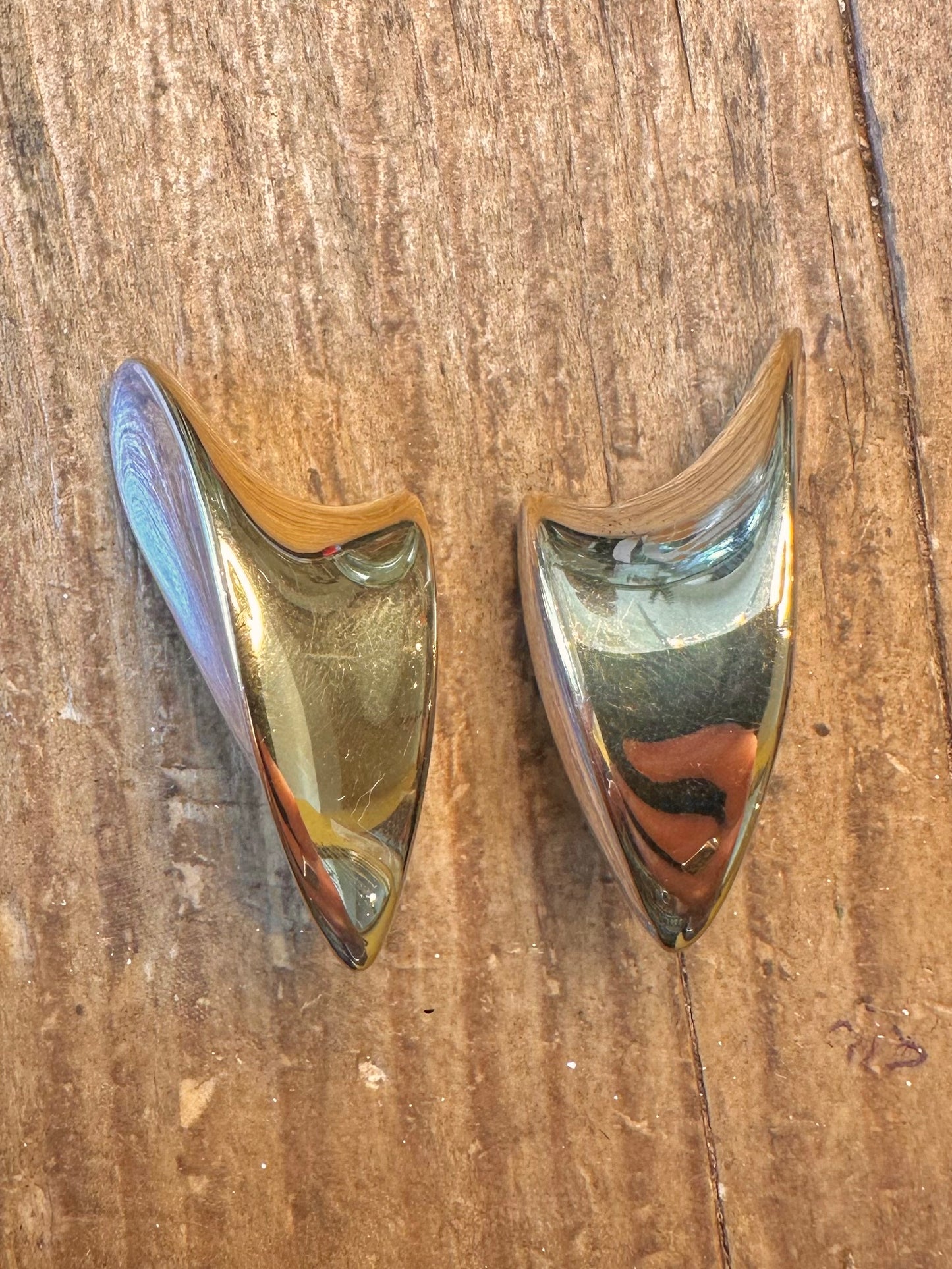 Abstract 1998 Shaped Maker TDLd Clip On Gold on Silver 925 Sterling Silver Earrings