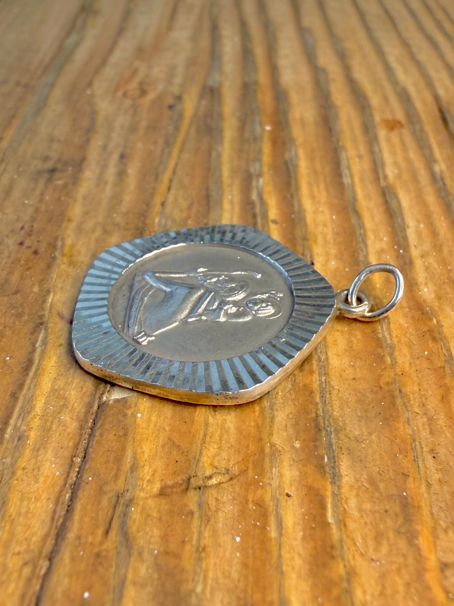 St Christopher Textured 925 Sterling Silver Pendant