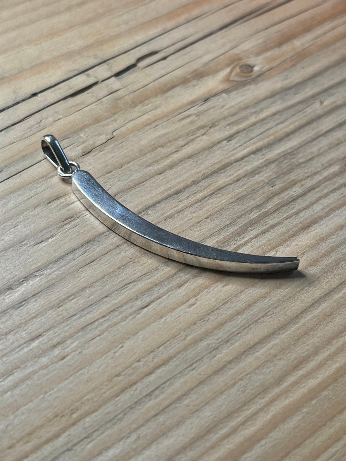 Long Curved 925 Sterling Silver Pendant