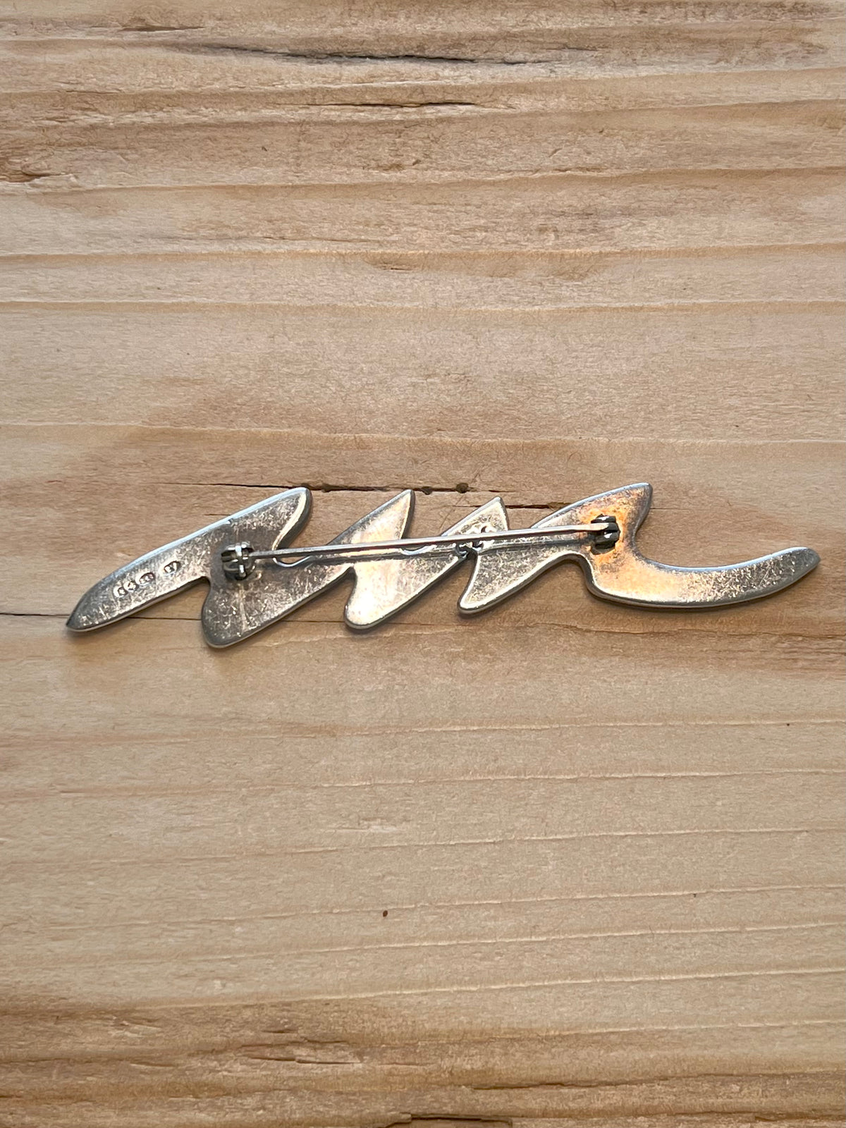 Abstract 1991 Zig Zag 925 Marked Aa Sterling Silver Brooch