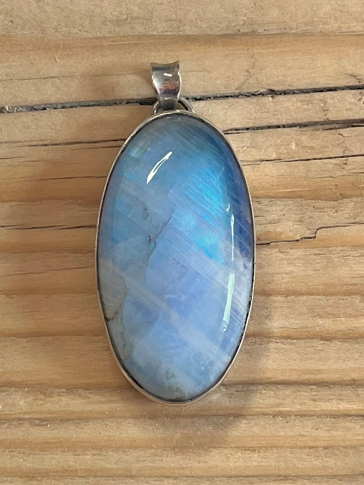 Large Oval Moonstone 925 Sterling Silver Pendant