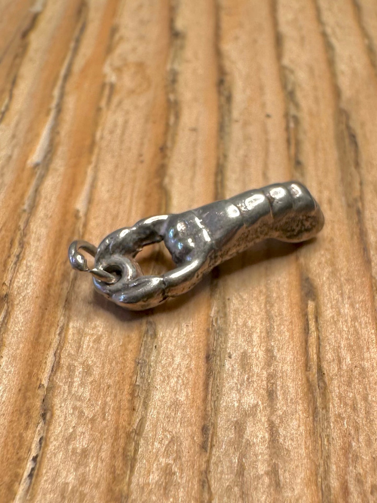 Vintage Shrimp 925 Sterling Silver Charm Pendant