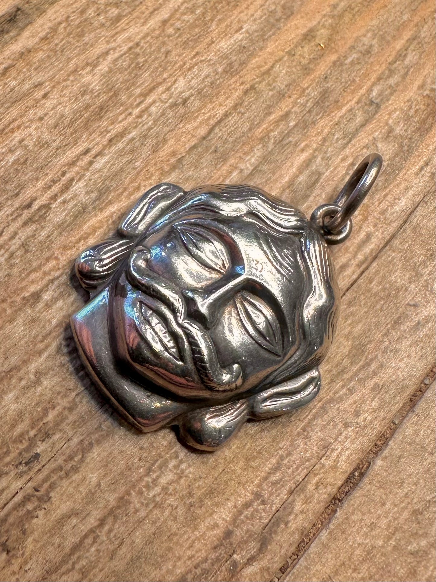 Vintage Unique Head 925 Sterling Silver Pendant