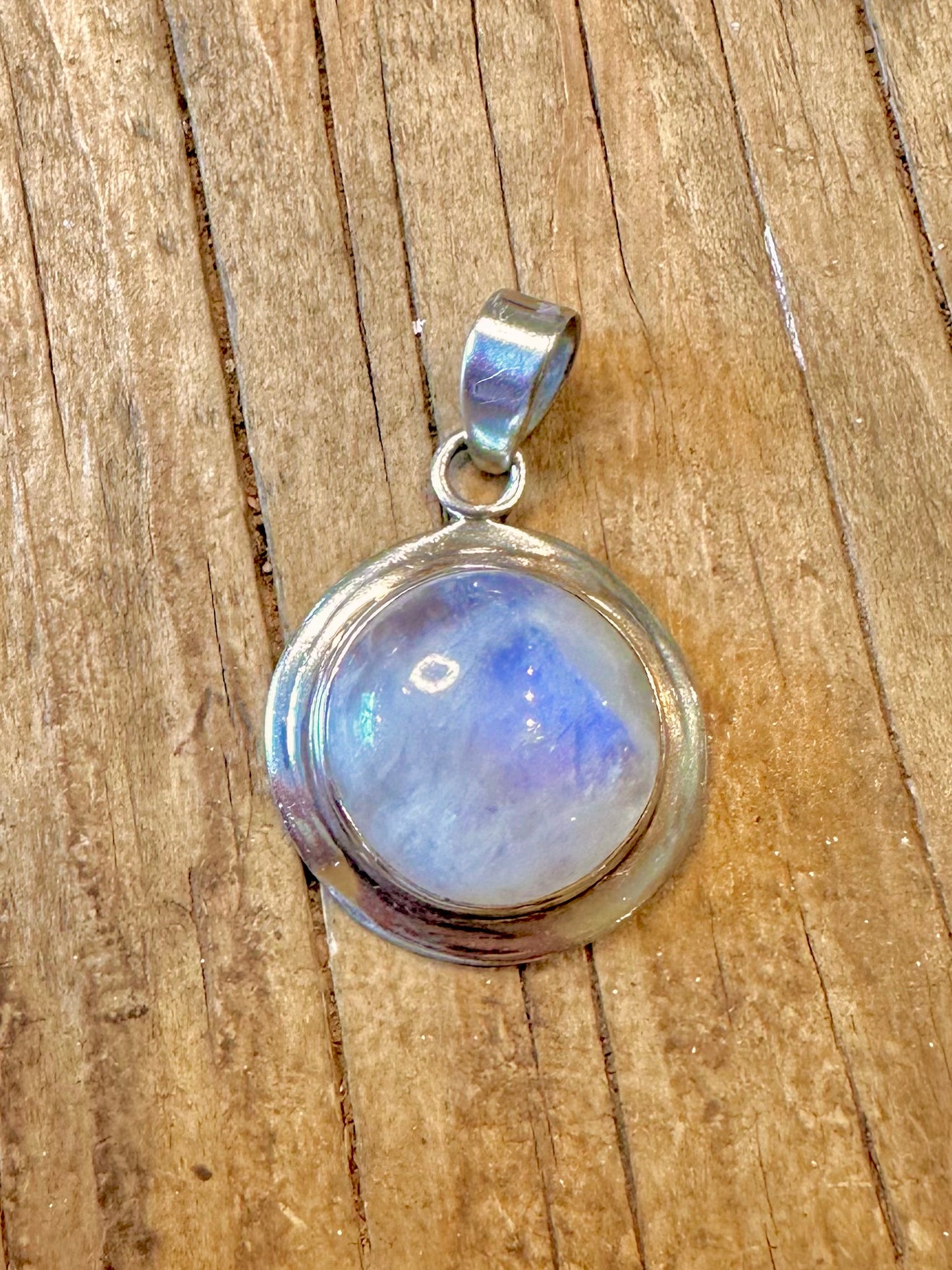 Moonstone Circle 925 Sterling Silver Pendant