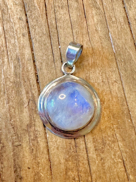 Moonstone Circle 925 Sterling Silver Pendant