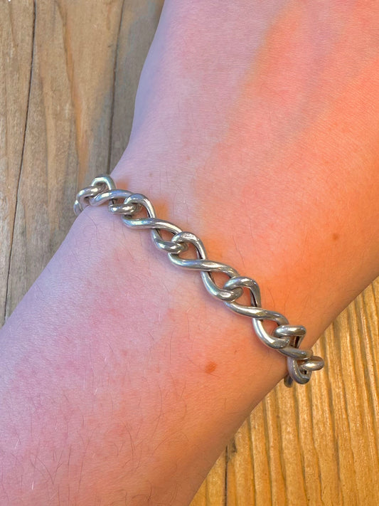 Twisted Link Knot Chain 925 Sterling Silver 7.8 inch Bracelet
