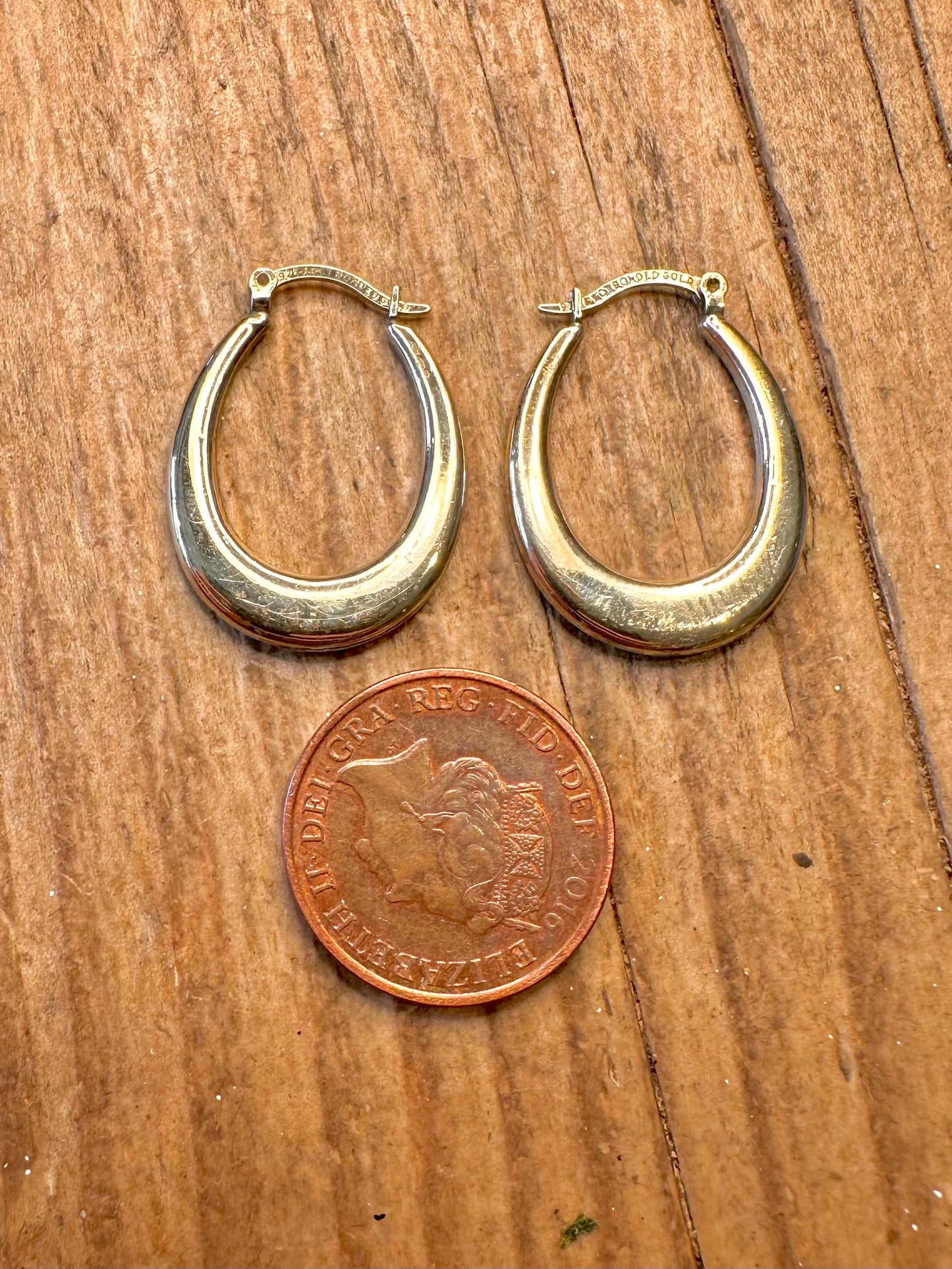 9ct Gold Bonded Hoops and CZ on 925 Sterling Silver Earrings