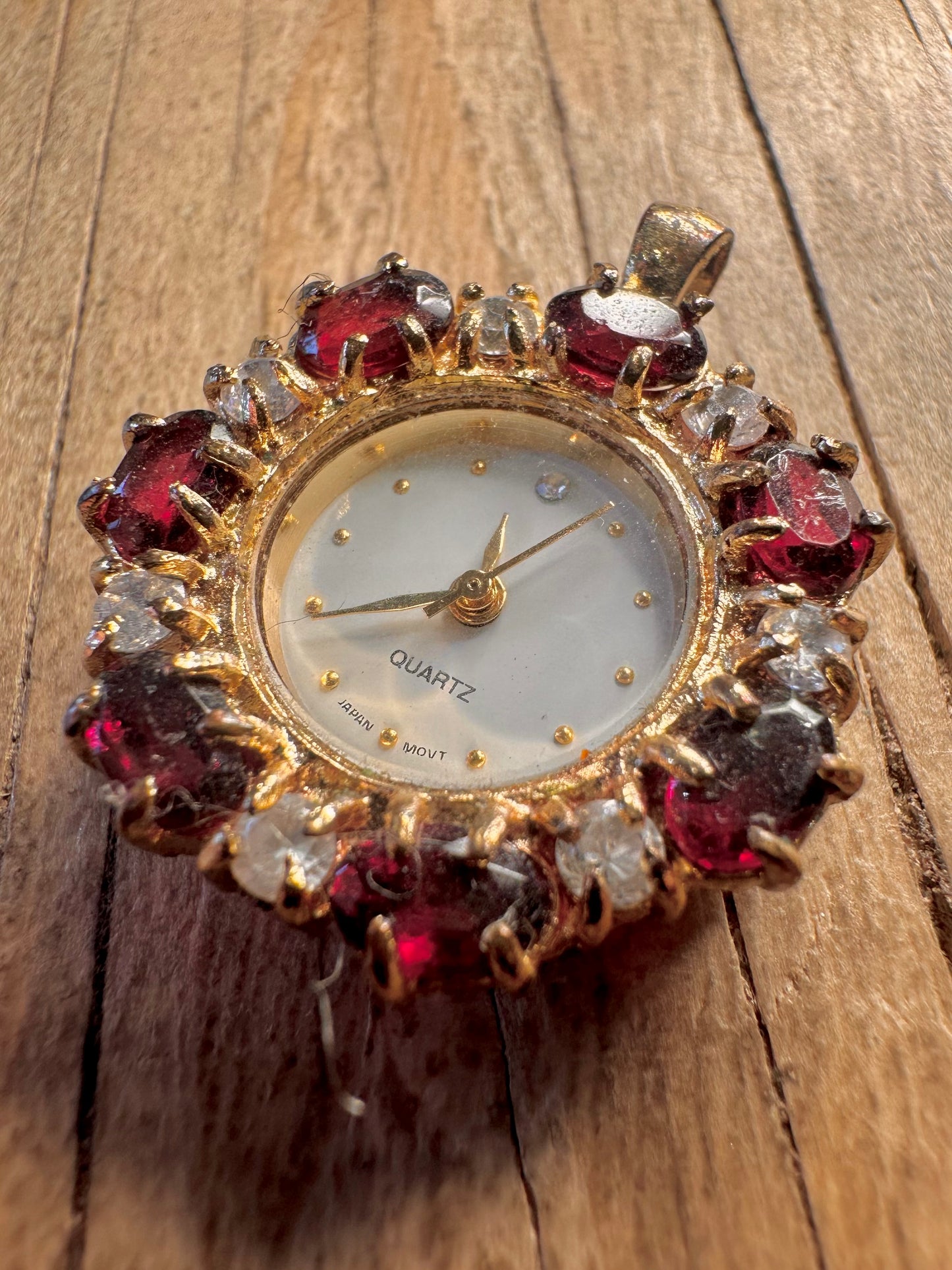 Vintage Garnet Quarts Clock Costume Pendant