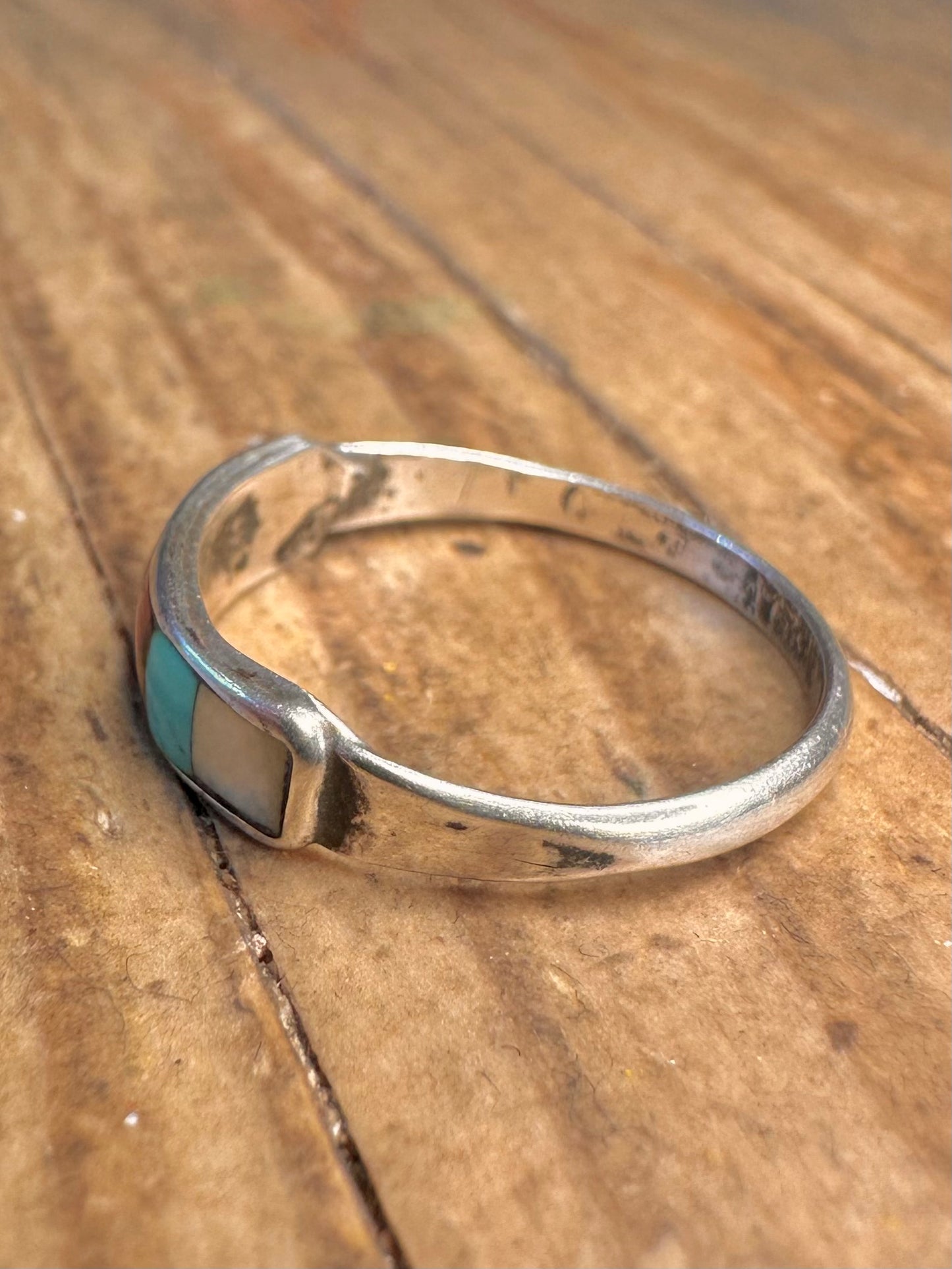 Southwestern-Stil Multi-Stein 925 Sterling Silber Ring Größe O