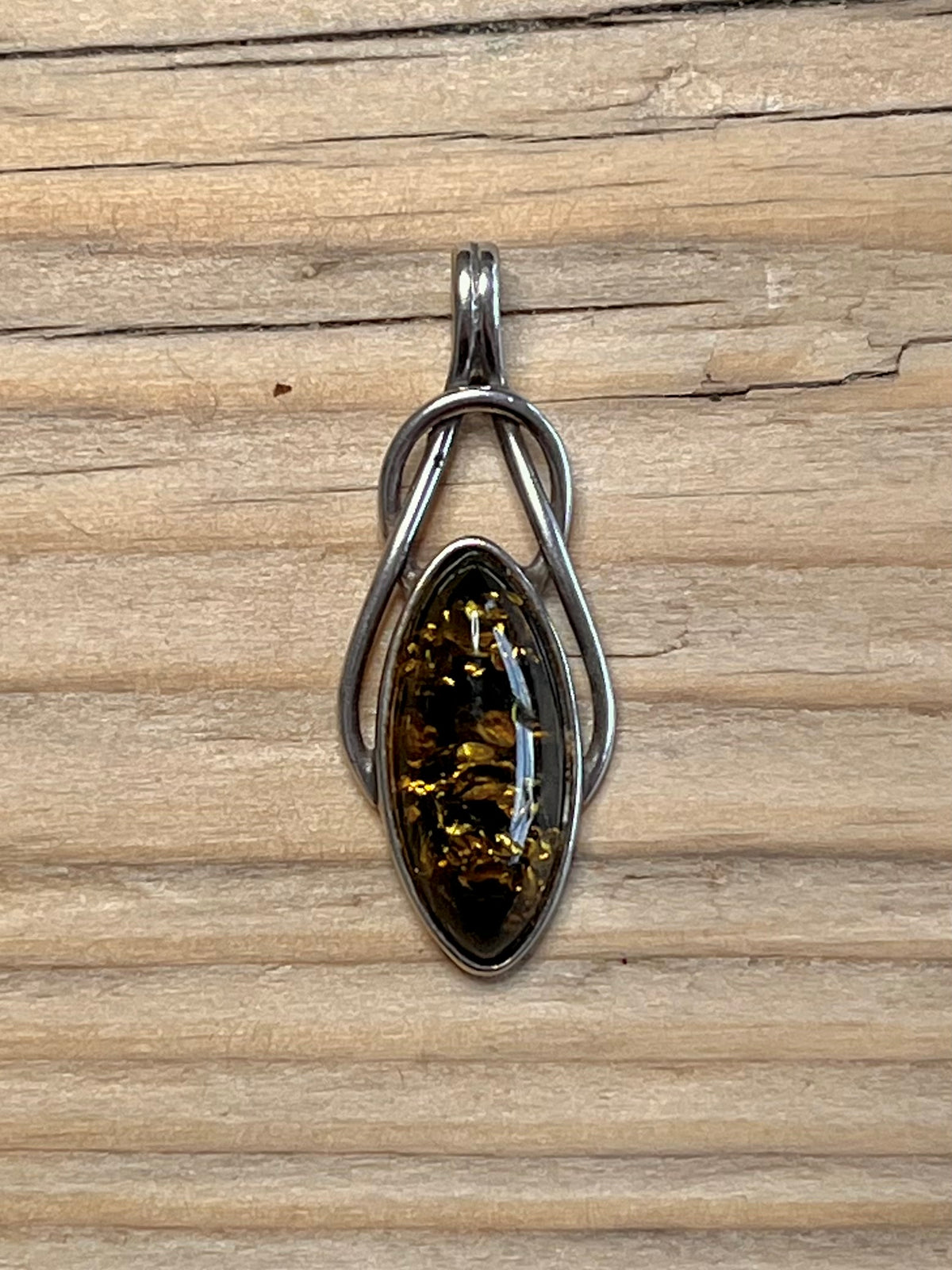 Elongate Yellow Amber 925 Sterling Silver Pendant